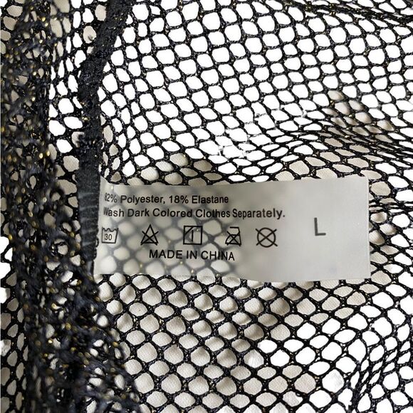 Halter dress M mesh black with a faint gold shimmer fringe hem - Picture 4 of 5